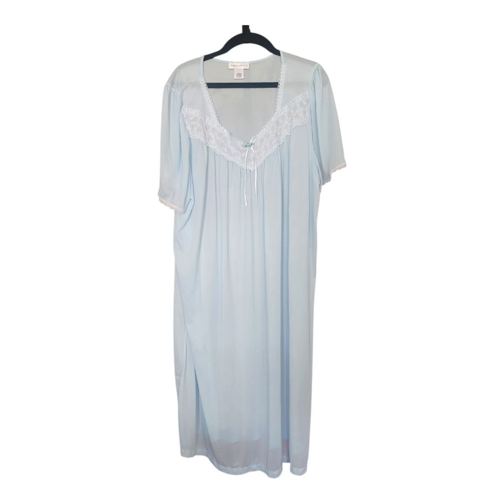 Vintage Fundamentals Nightgown Large Blue Lace Trim. Excellent preowned condit - Picture 1 of 4